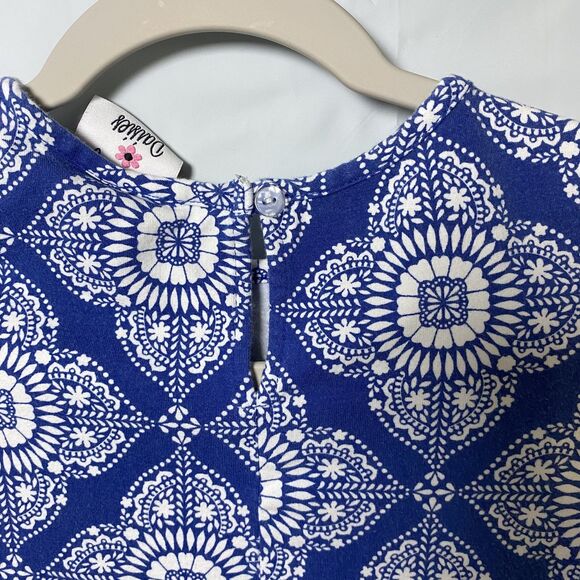 Counting Daisies Girls Dress Blue Orange Floral Embellishment Bell Sleeve 6x - Picture 4 of 7